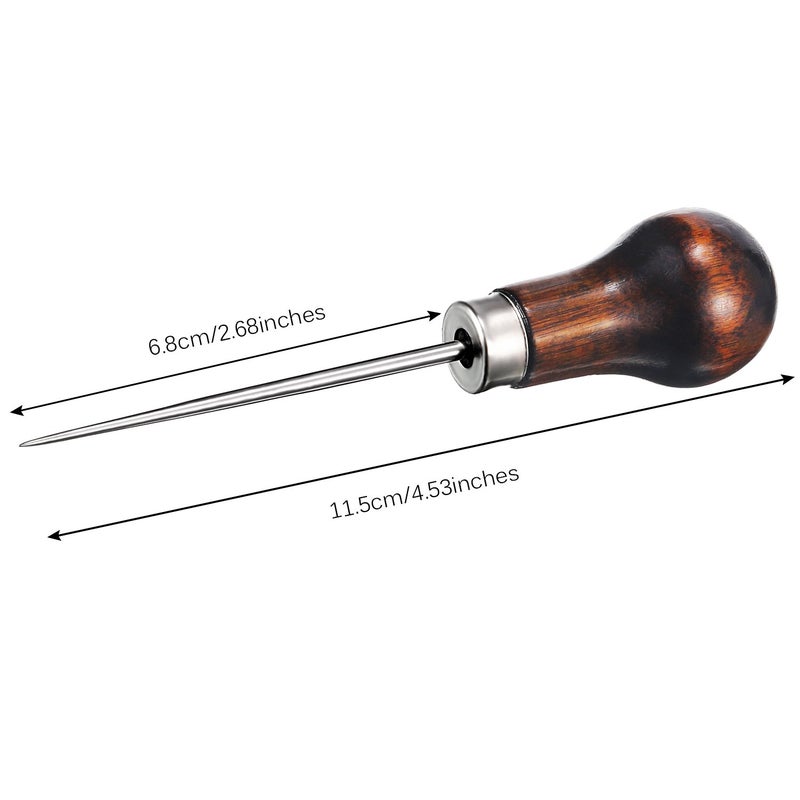 TecUnite 4 Pack Awl Tool Gourd Shape Wooden Handle Scratch Awl Tool Pin Punching for Leather Craft Cloth Pouch Hole DIY Handmade Maker Tool - Image 3